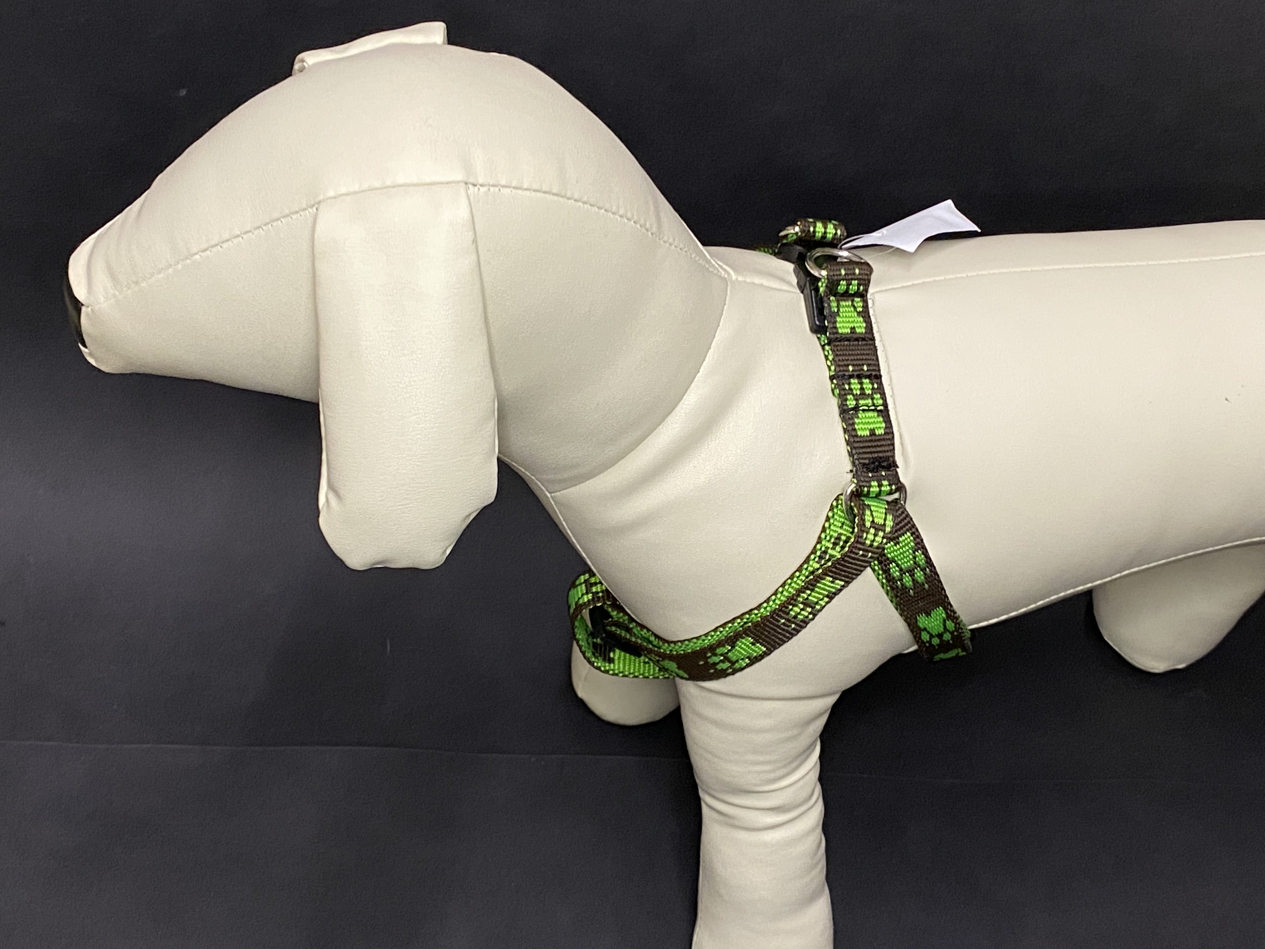 Palkar motýlek postroj pro psy 44 cm - 62 cm vel. 2 hnědo-zelená s tlapkami