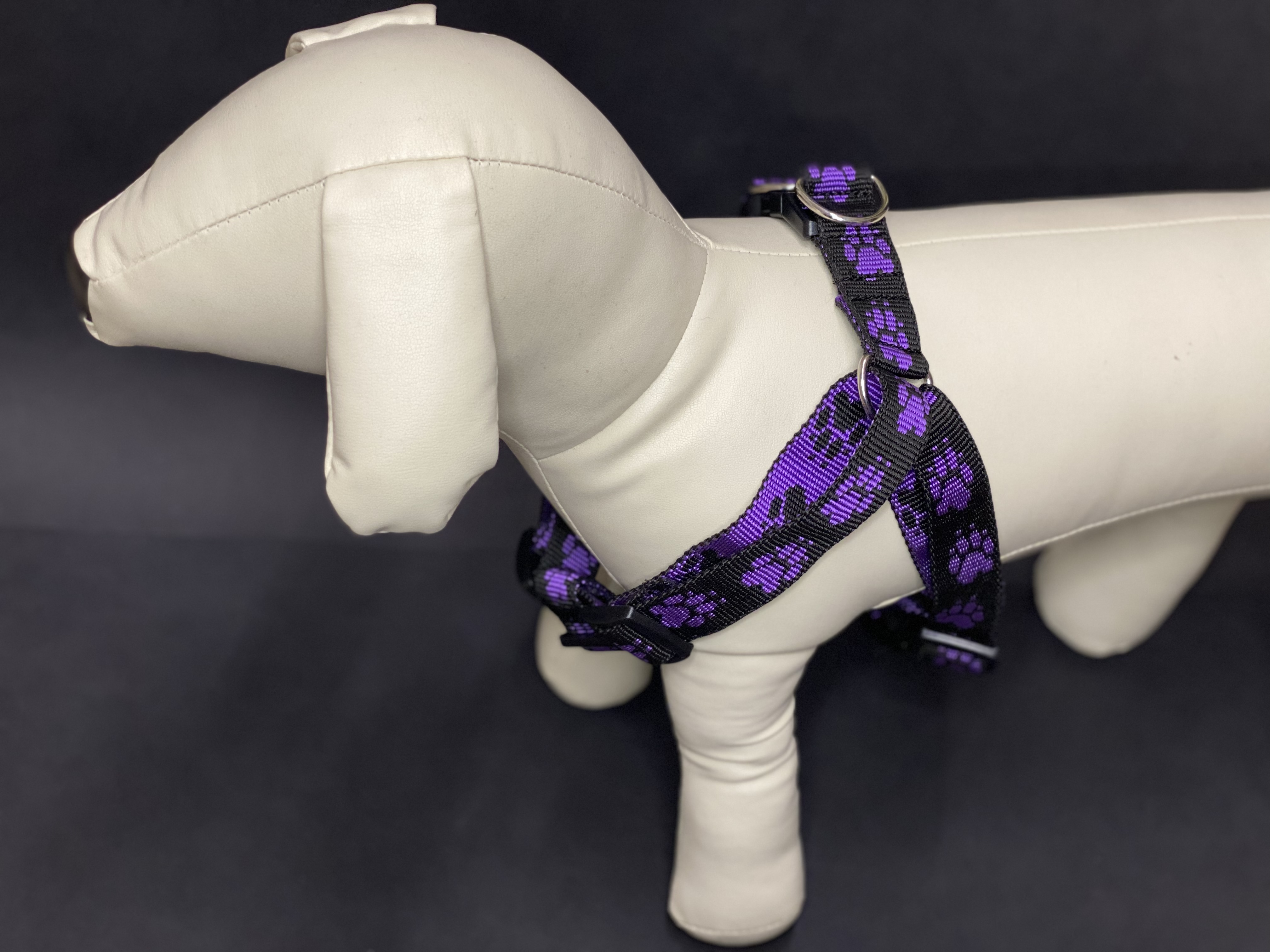 Palkar motýlek postroj pro psy 48 cm - 72 cm vel. 4 černo-fialová s tlapkami