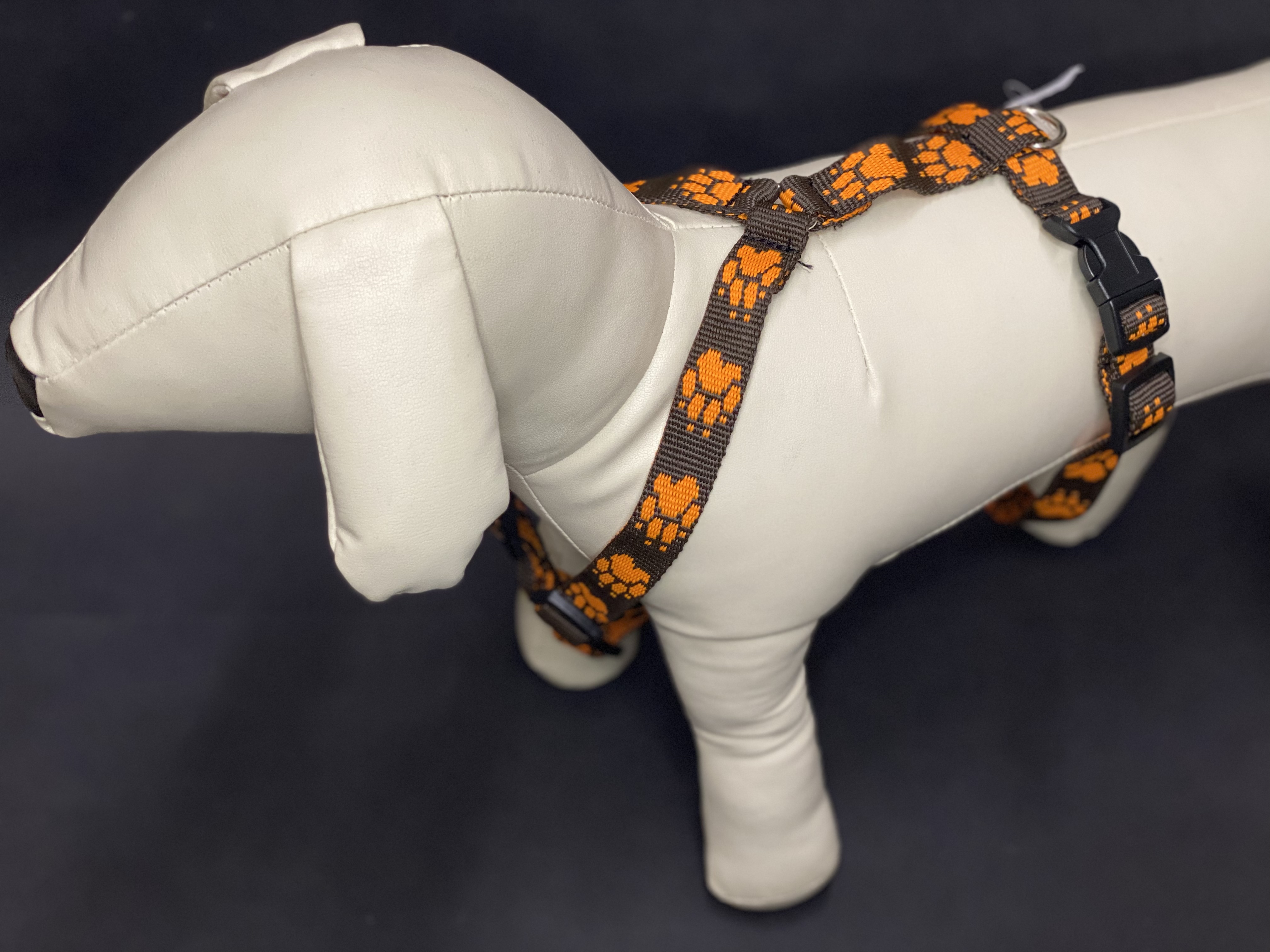 Palkar motýlek postroj pro psy 48 cm - 72 cm vel. 4 hnědo-oranžová s tlapkami