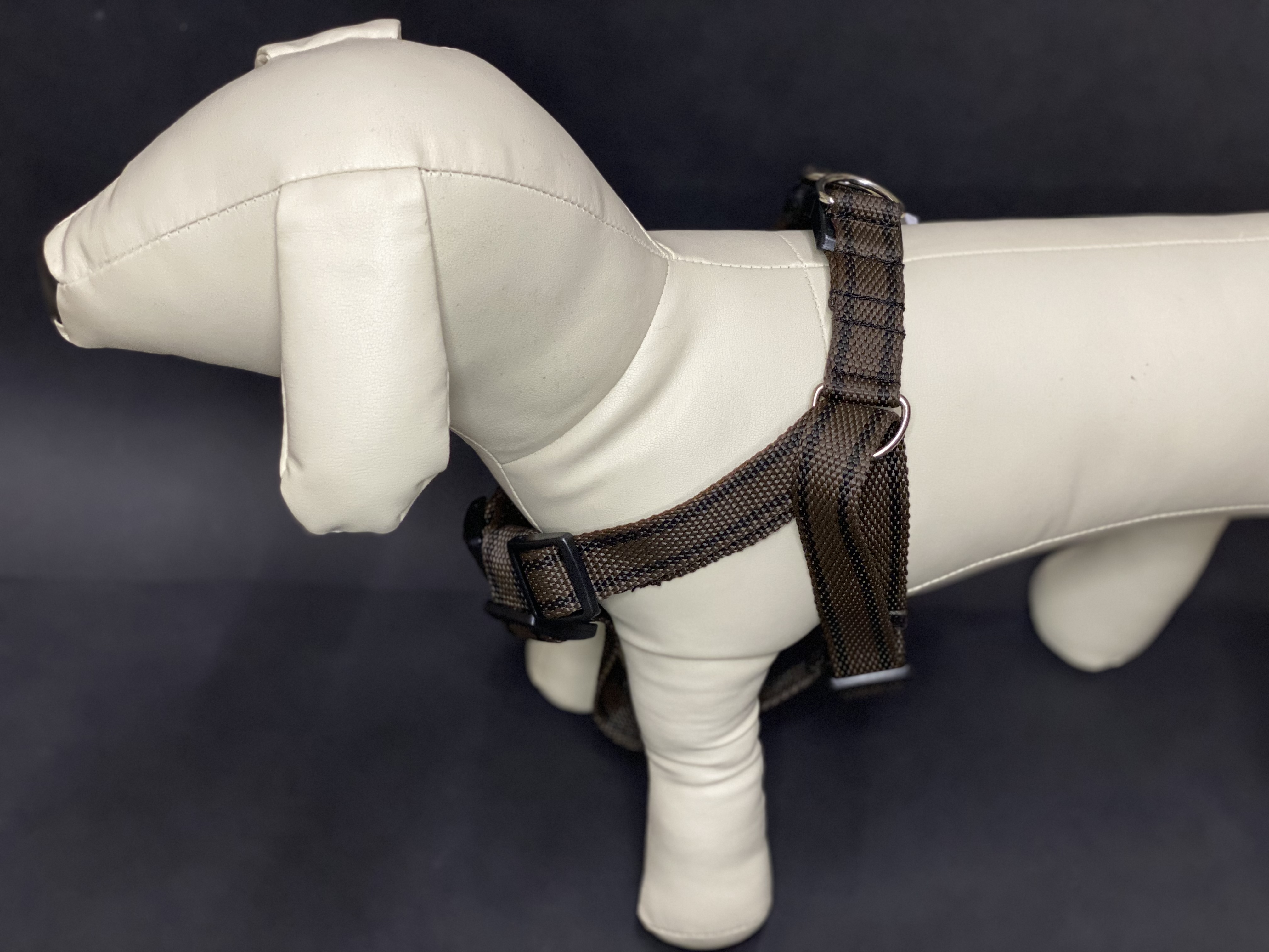 Palkar motýlek postroj pro psy 58 cm - 87 cm vel. 5 hnědá s páskami