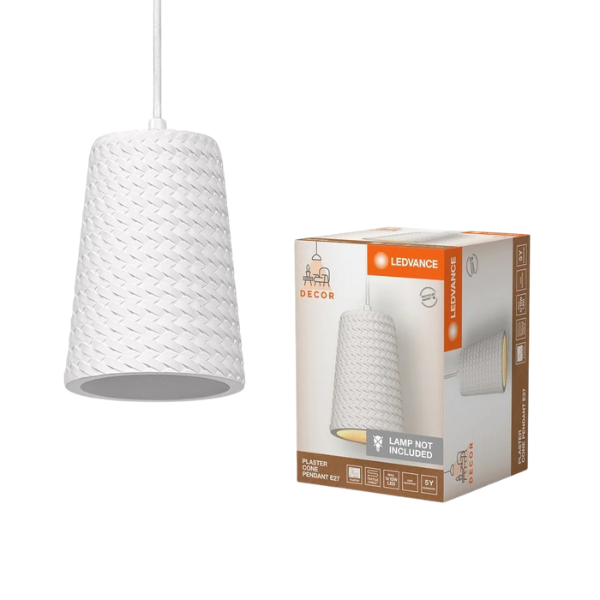 Ledvance Bílé stropní svítidlo E27 PLASTER CONE PENDANT