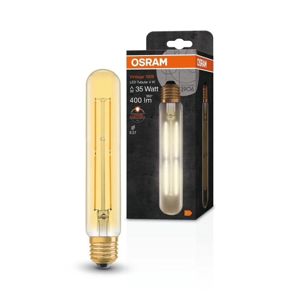 OSRAM Trubicová LED žárovka E27 4 W, 400 lm VINTAGE 1906, teplá bílá