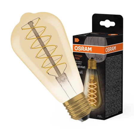 OSRAM Dekorativní LED žárovka E27 LED Edison GOLD 7W = 48W, 600lm, 2200K VINTAGE 1906 stmívatelné, teplá bílá