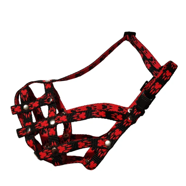 Palkar nylonový náhubek pro zkrácený čumák pro psy vel. 2 22 cm x 4,5 cm černo-červená