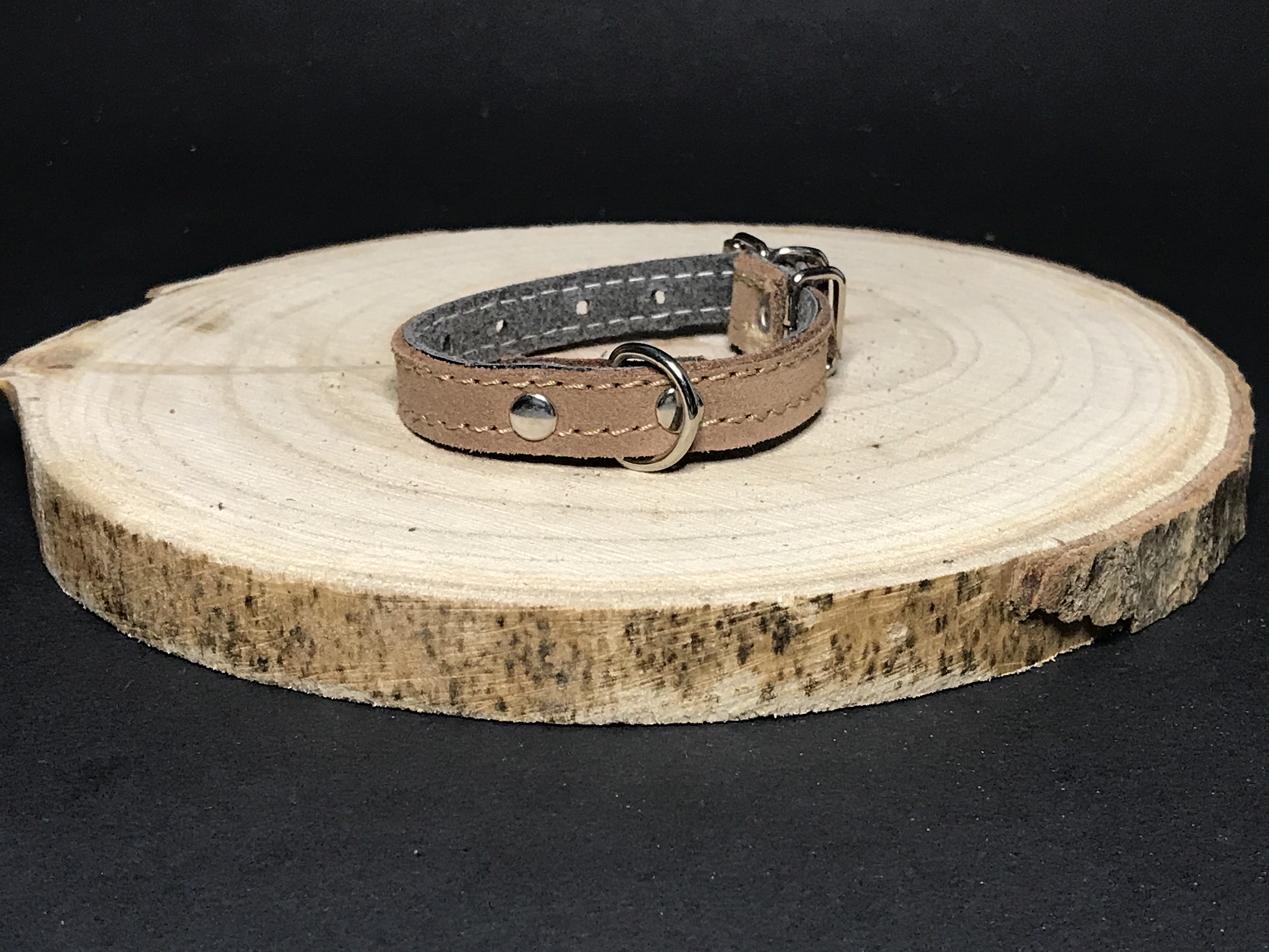 Palkar obojek z velurové kůže pro psy 20 cm x 12 mm béžová