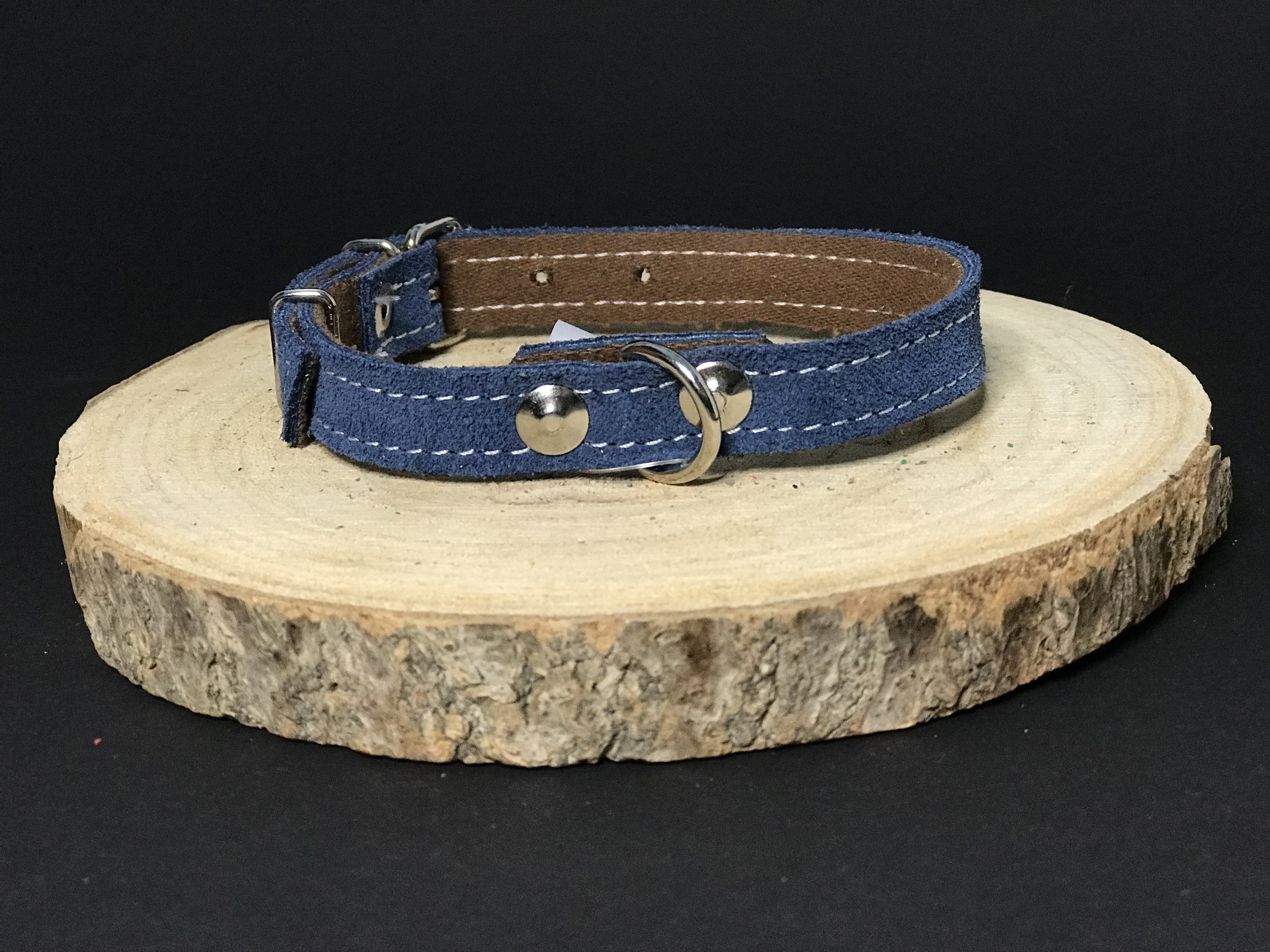 Palkar obojek z velurové kůže pro psy 35 cm x 16 mm modrá