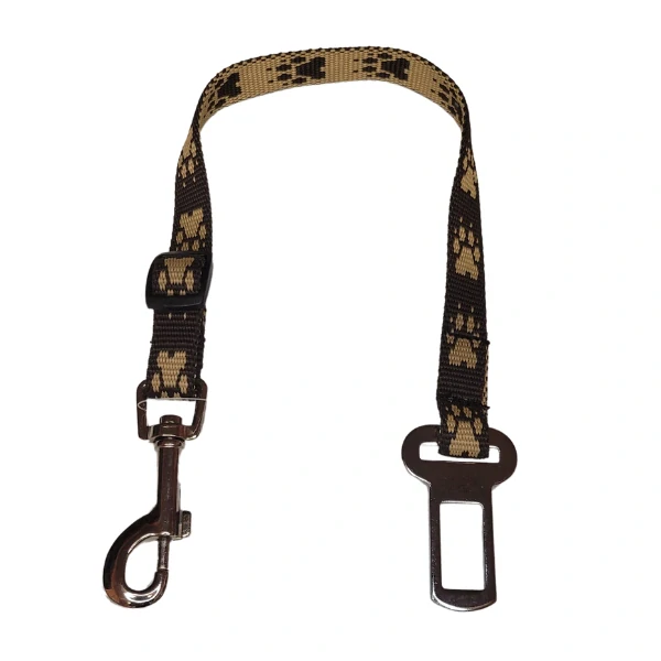 Palkar bezpečnostní pás do auta pro malé psy 50 cm x 16 mm hnědá s tlapkami