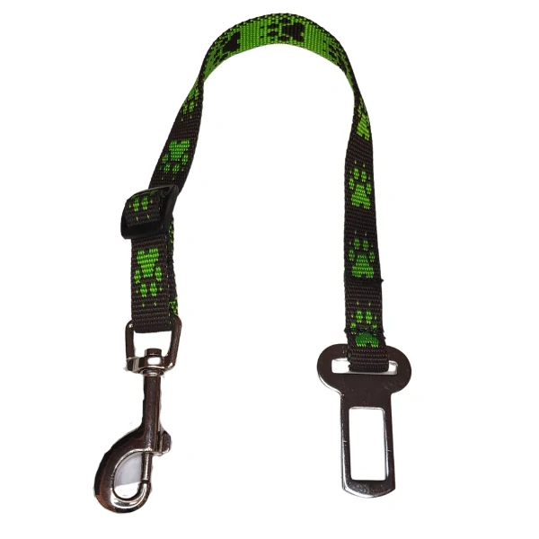 Palkar bezpečnostní pás do auta pro malé psy 50 cm x 16 mm hnědo-zelená s tlapkami