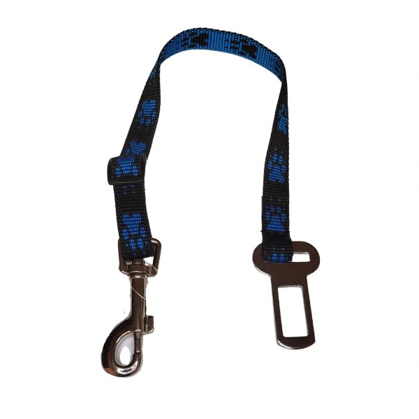 Palkar bezpečnostní pás do auta pro malé psy 50 cm x 16 mm černo-modrá s tlapkami