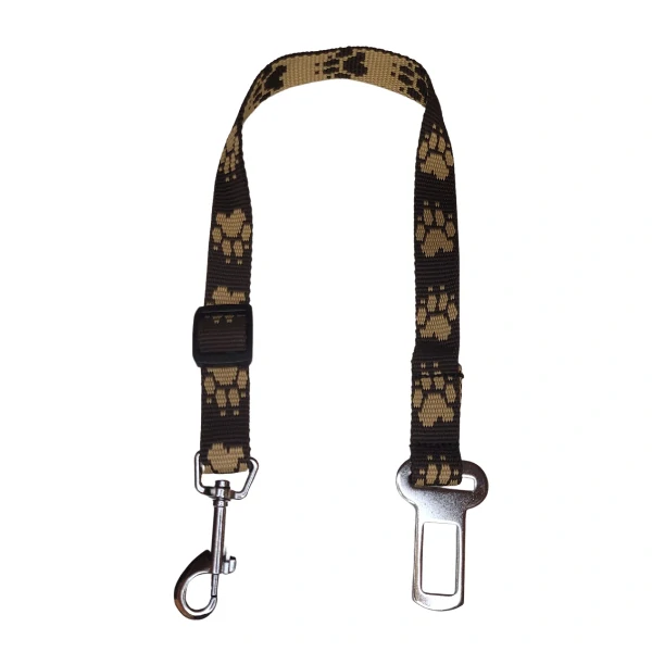 Palkar bezpečnostní pás do auta pro středně velké psy 55 cm x 20 mm hnědá s tlapkami