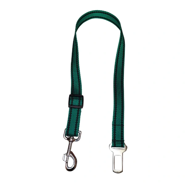 Palkar bezpečnostní pás do auta pro velké psy 65 cm x 25 mm tmavě-zelená s páskami