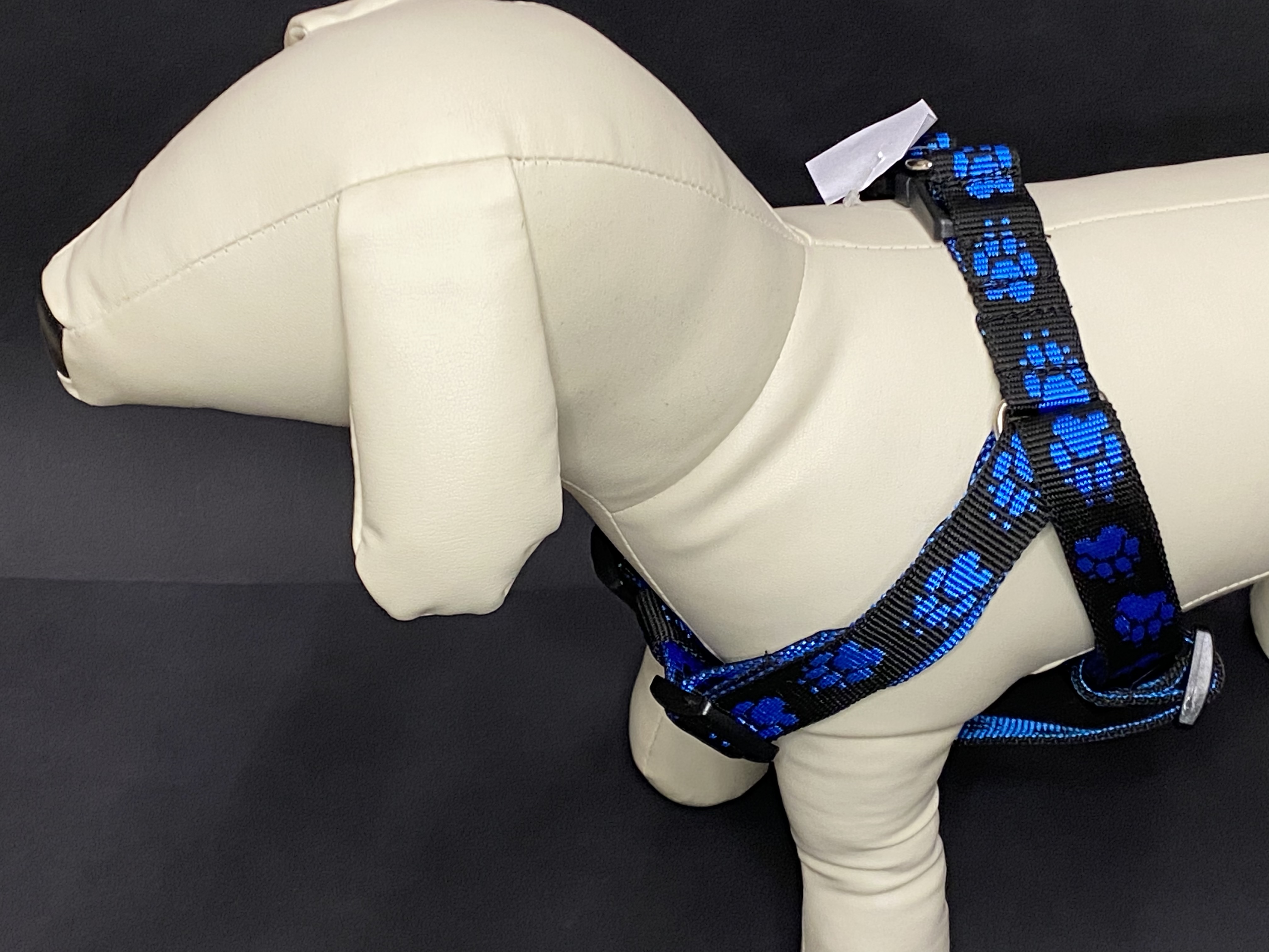 Palkar motýlek postroj pro psy 48 cm - 72 cm vel. 4 černo-modrá s tlapkami