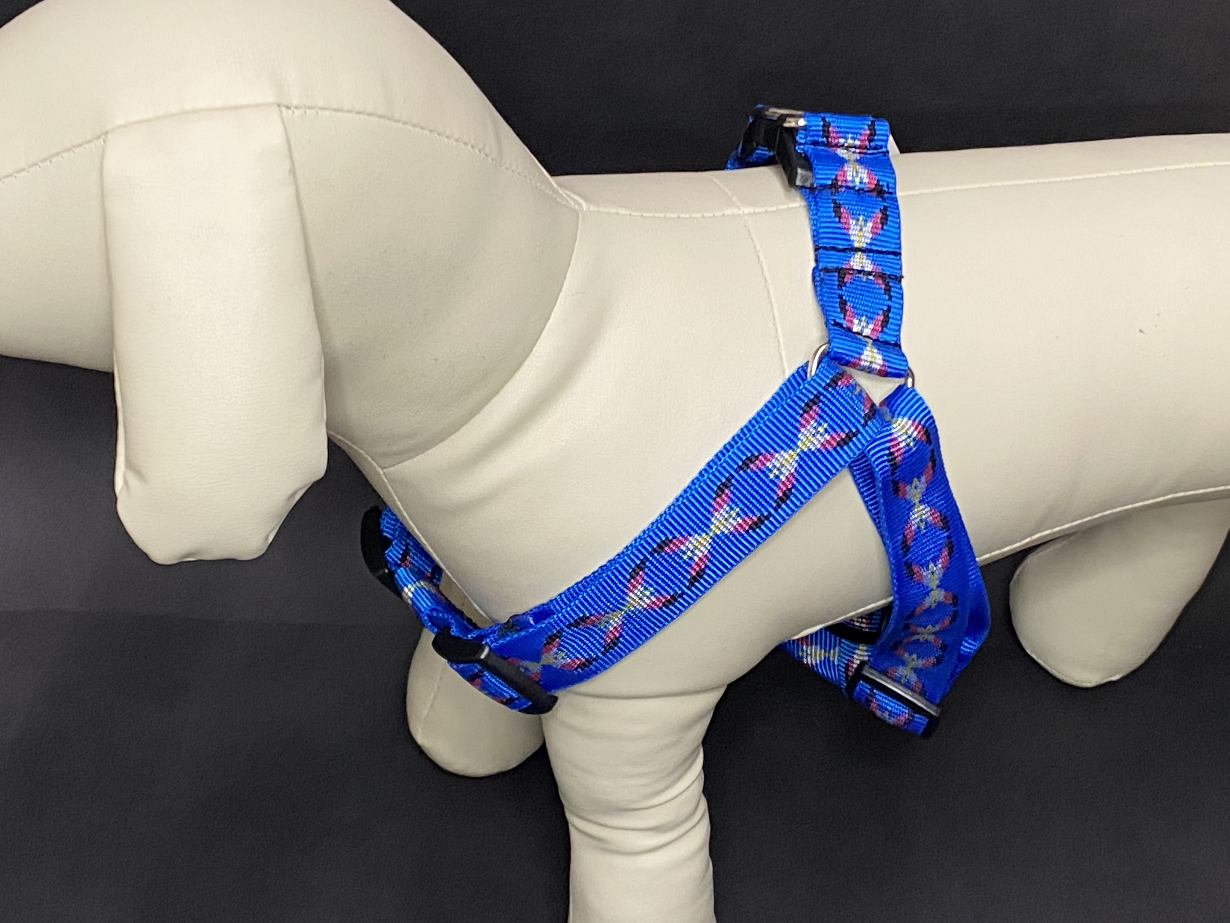 Palkar motýlek postroj pro psy 48 cm - 72 cm vel. 4 modrá s indiánem