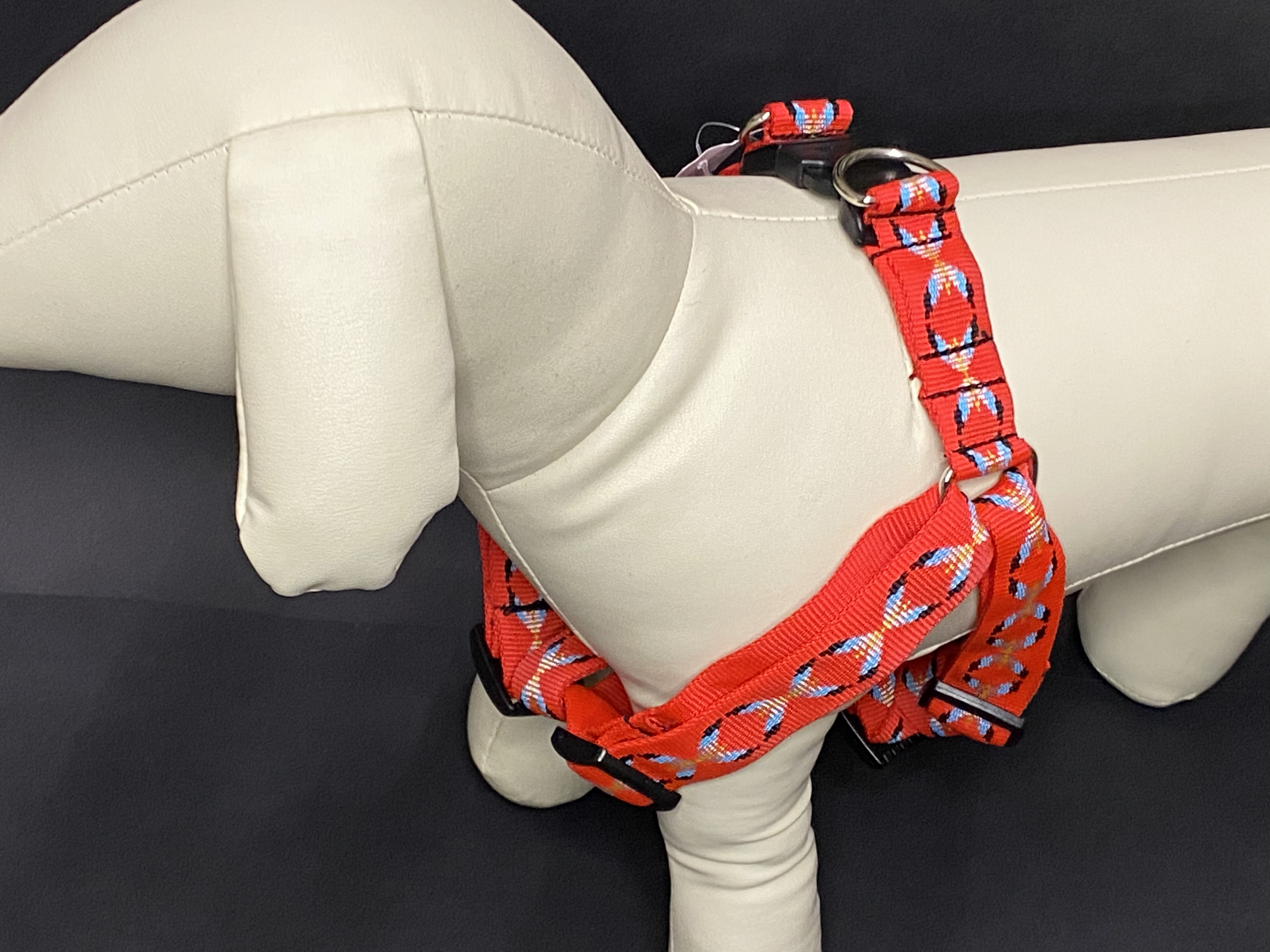Palkar motýlek postroj pro psy 48 cm - 72 cm vel. 4 červená s indiánem