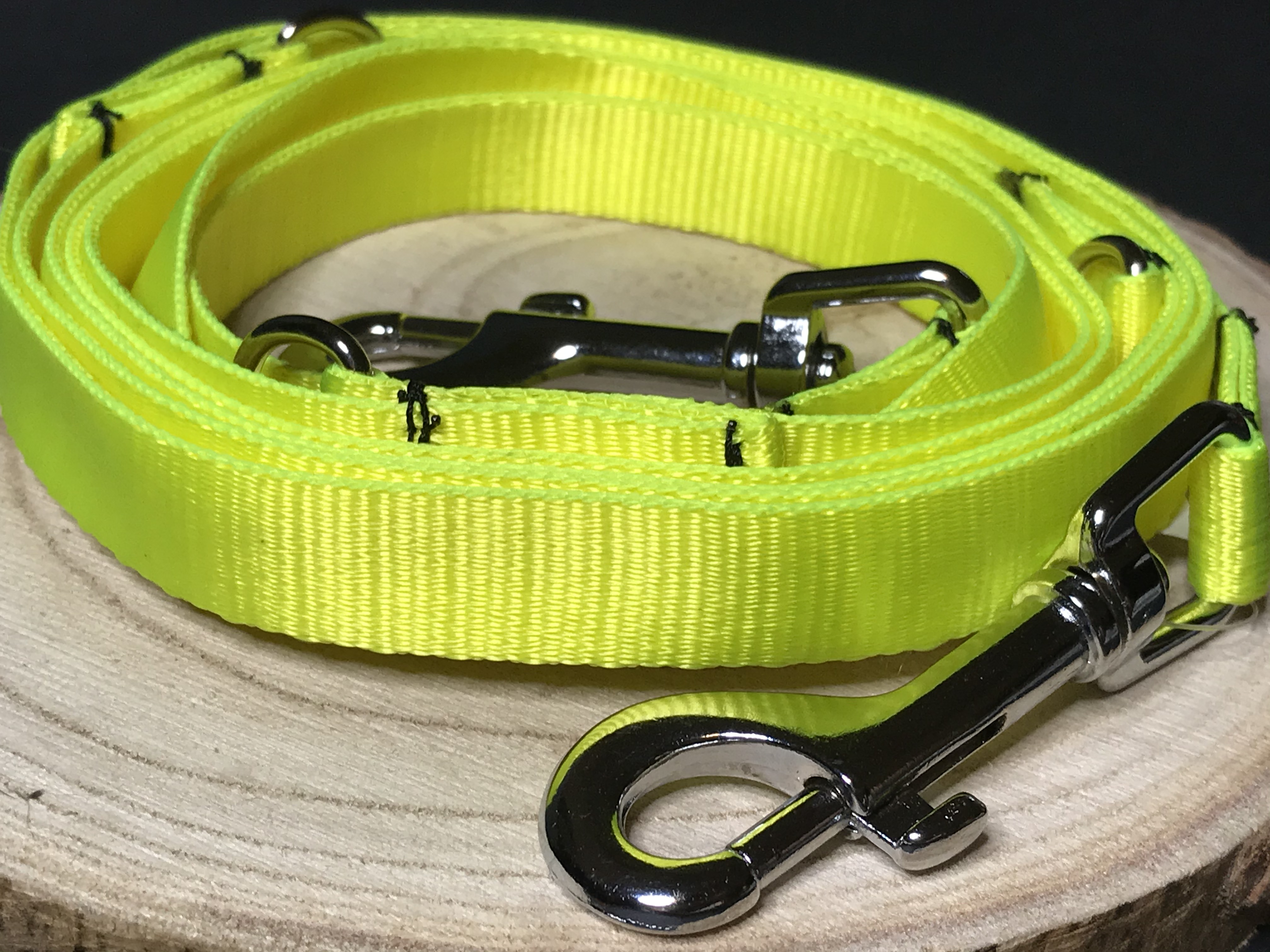 Palkar vodítko přepínací z popruhu pro psy 250 cm x 16 mm fosforová-žlutá