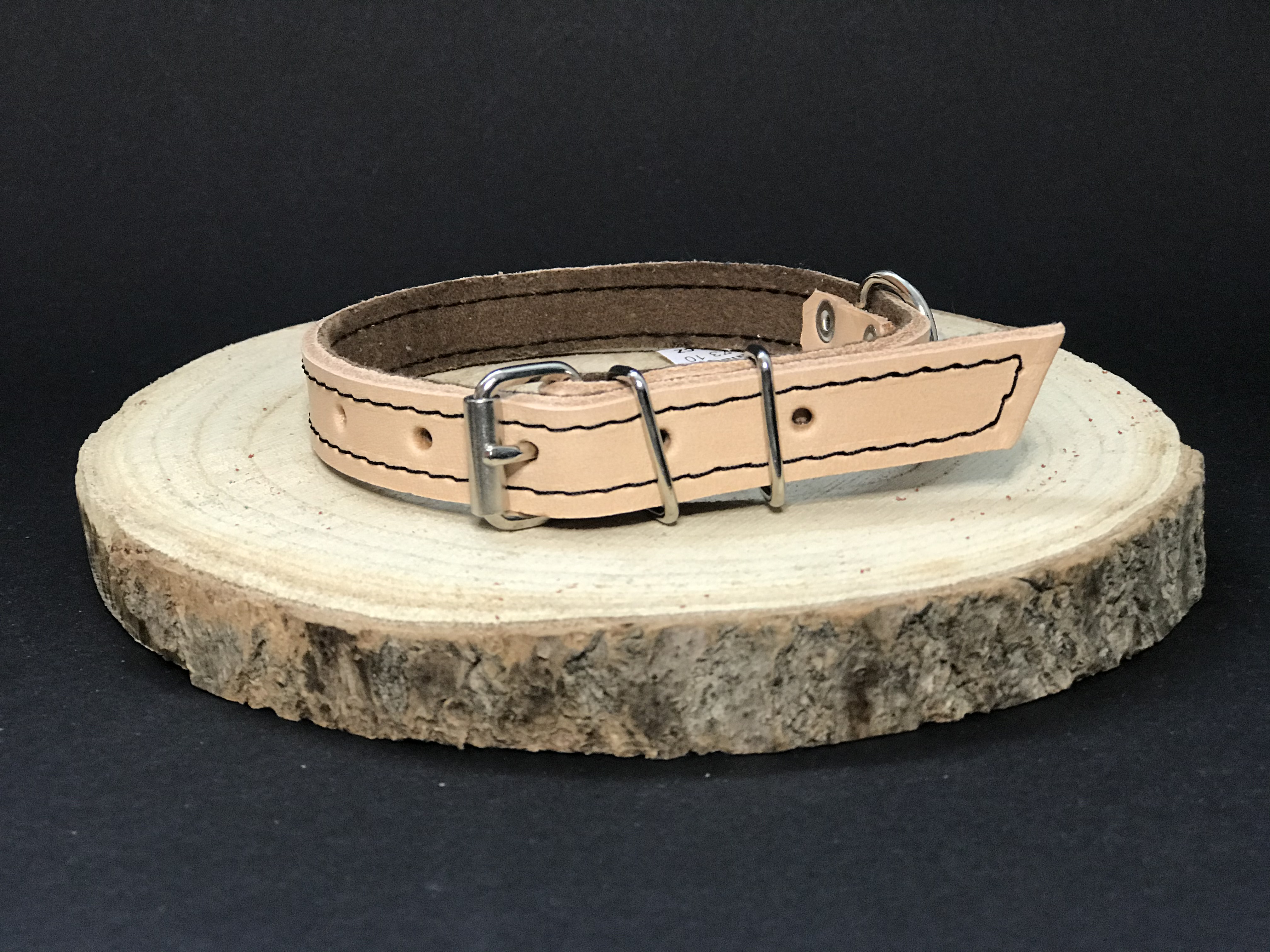 Palkar obojek z kůže hlazenice pro psy 35 cm x 14 mm přírodní