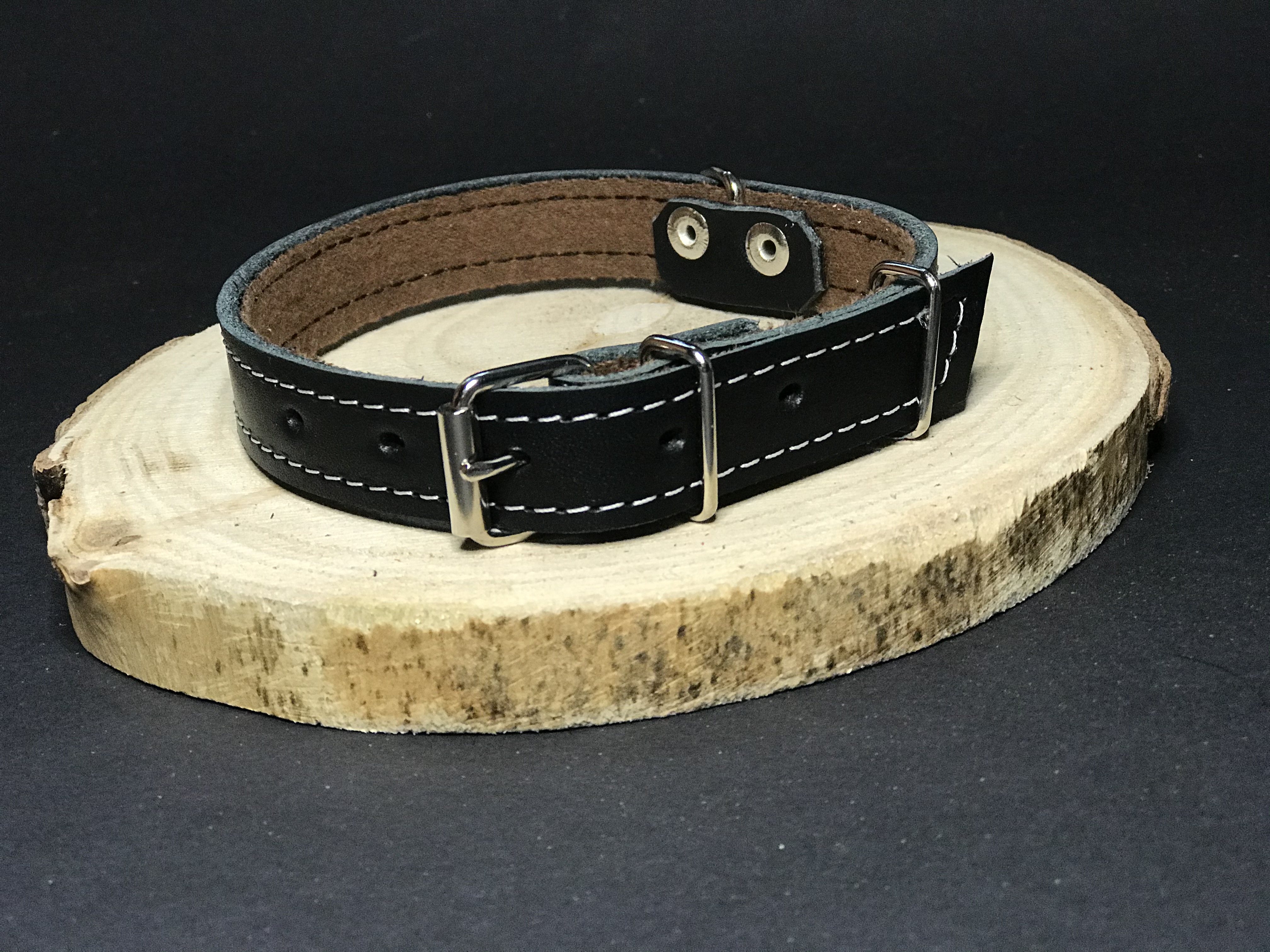 Palkar obojek z kůže hlazenice pro psy 40 cm x 18 mm černý