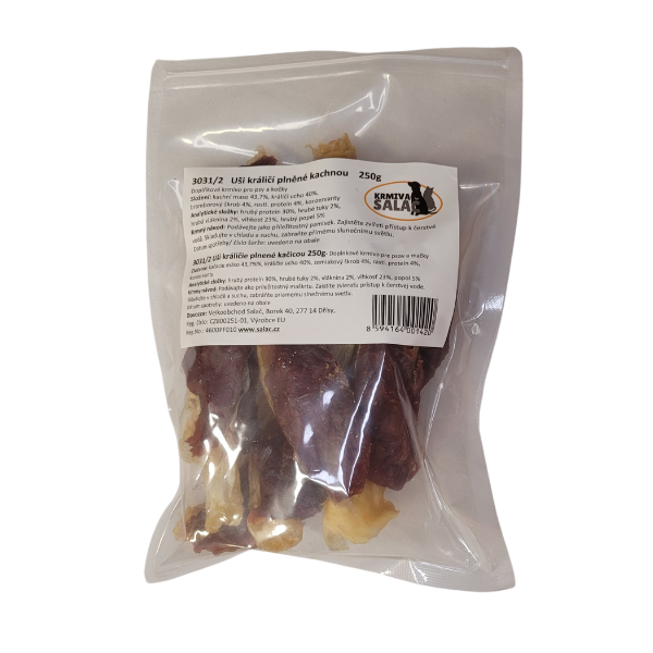 Uši králičí plněné kachnou 250g