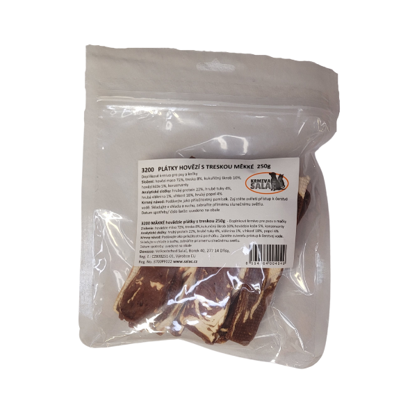 Plátky hovězí s treskou měkké 250G