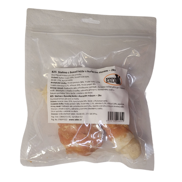 Stehno z bůvolí kůže s kuřecím masem 2ks- 12cm cca 160g