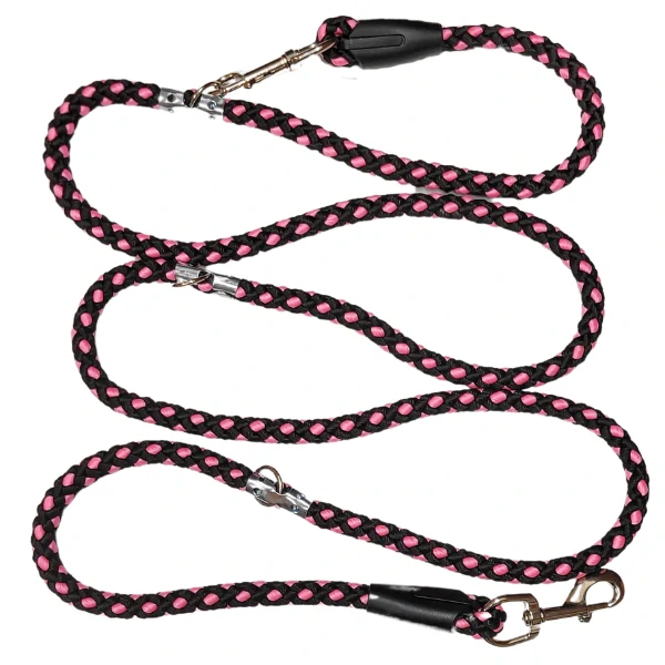 Palkar přepínací vodítko pro psy 250 cm x 10 mm černo-růžová