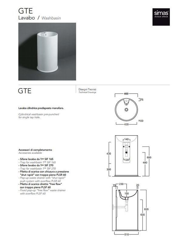 Simas GTE38 GATE – umyvadlo (835 × 510 mm)
