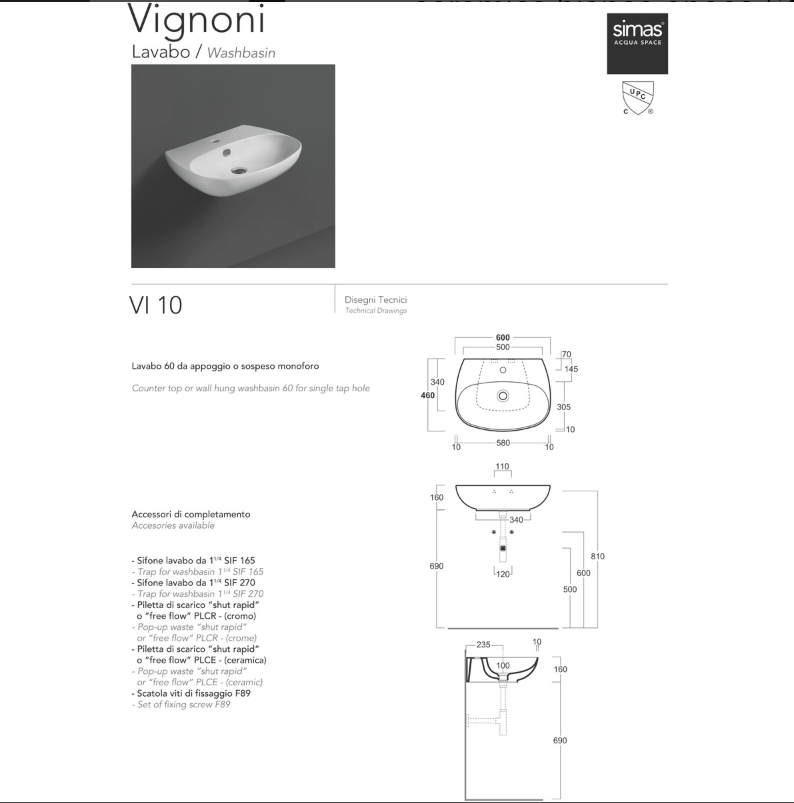 Simas Lavabo 66 – umyvadlo (600 × 460 × 160 mm)