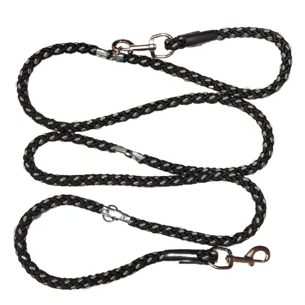 Palkar přepínací vodítko pro psy 250 cm x 8 mm černo-šedá