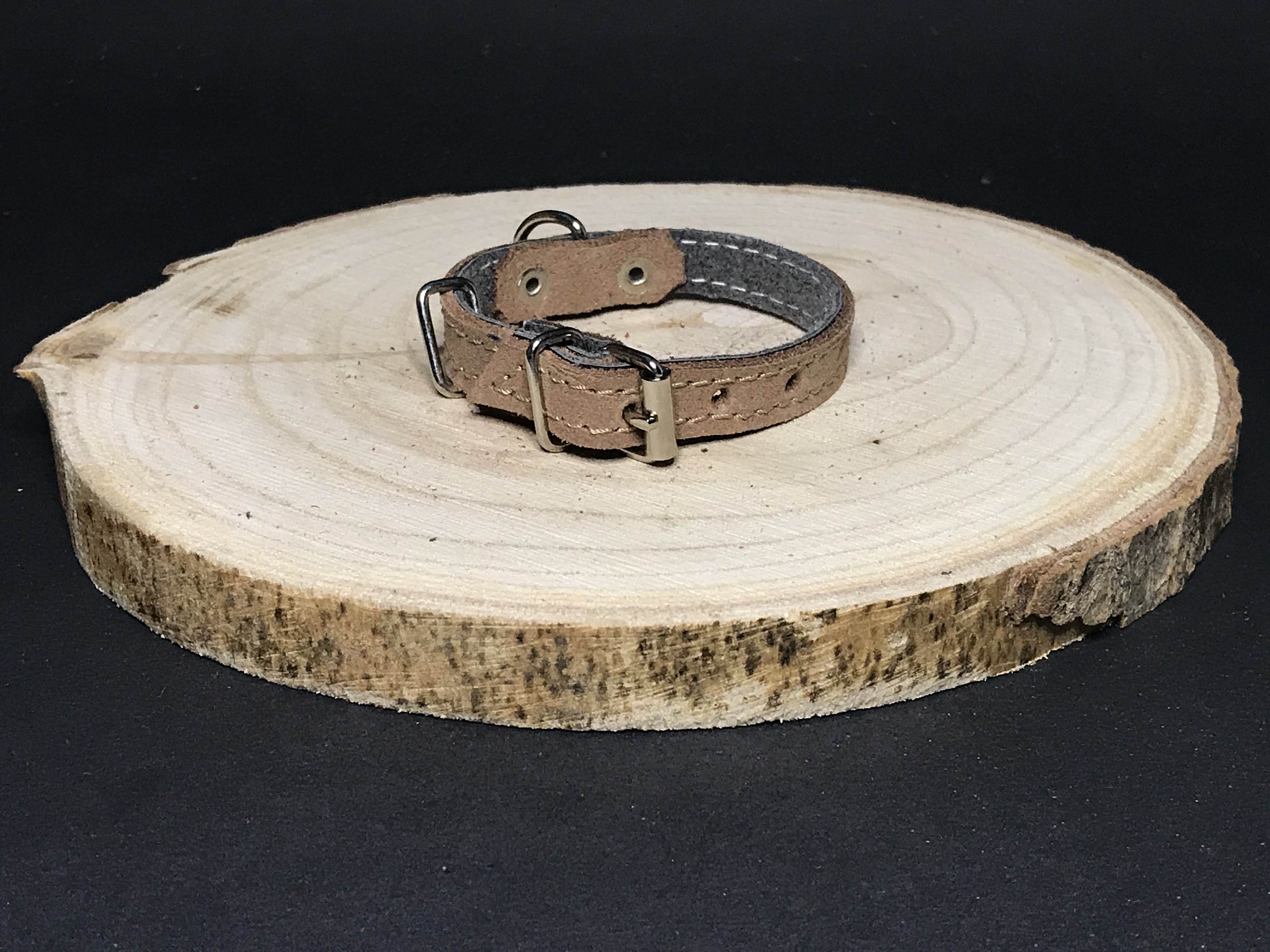 Palkar obojek z velurové kůže pro psy 20 cm x 12 mm béžová