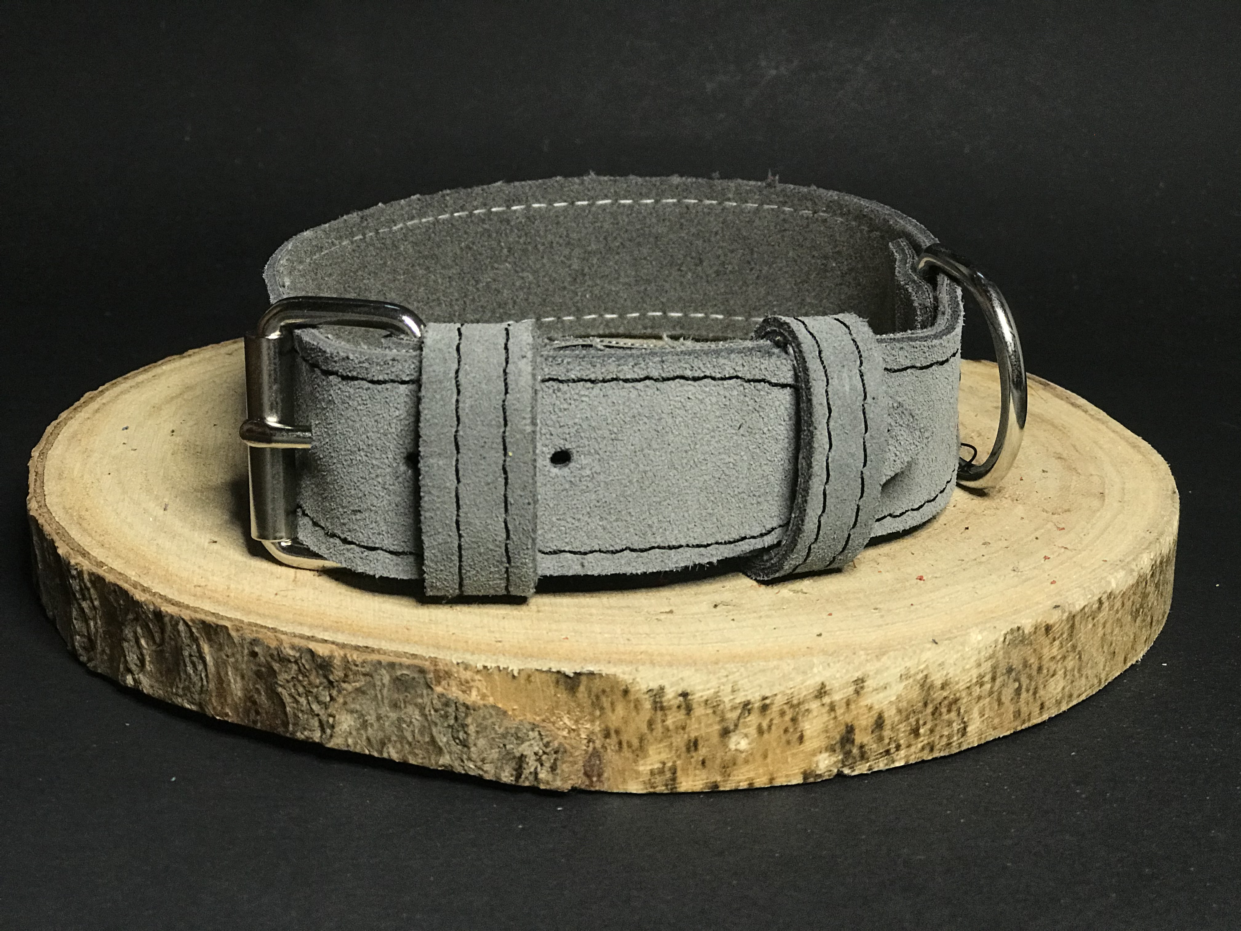 Palkar obojek z velurové kůže pro psy 45 cm x 30 mm šedá