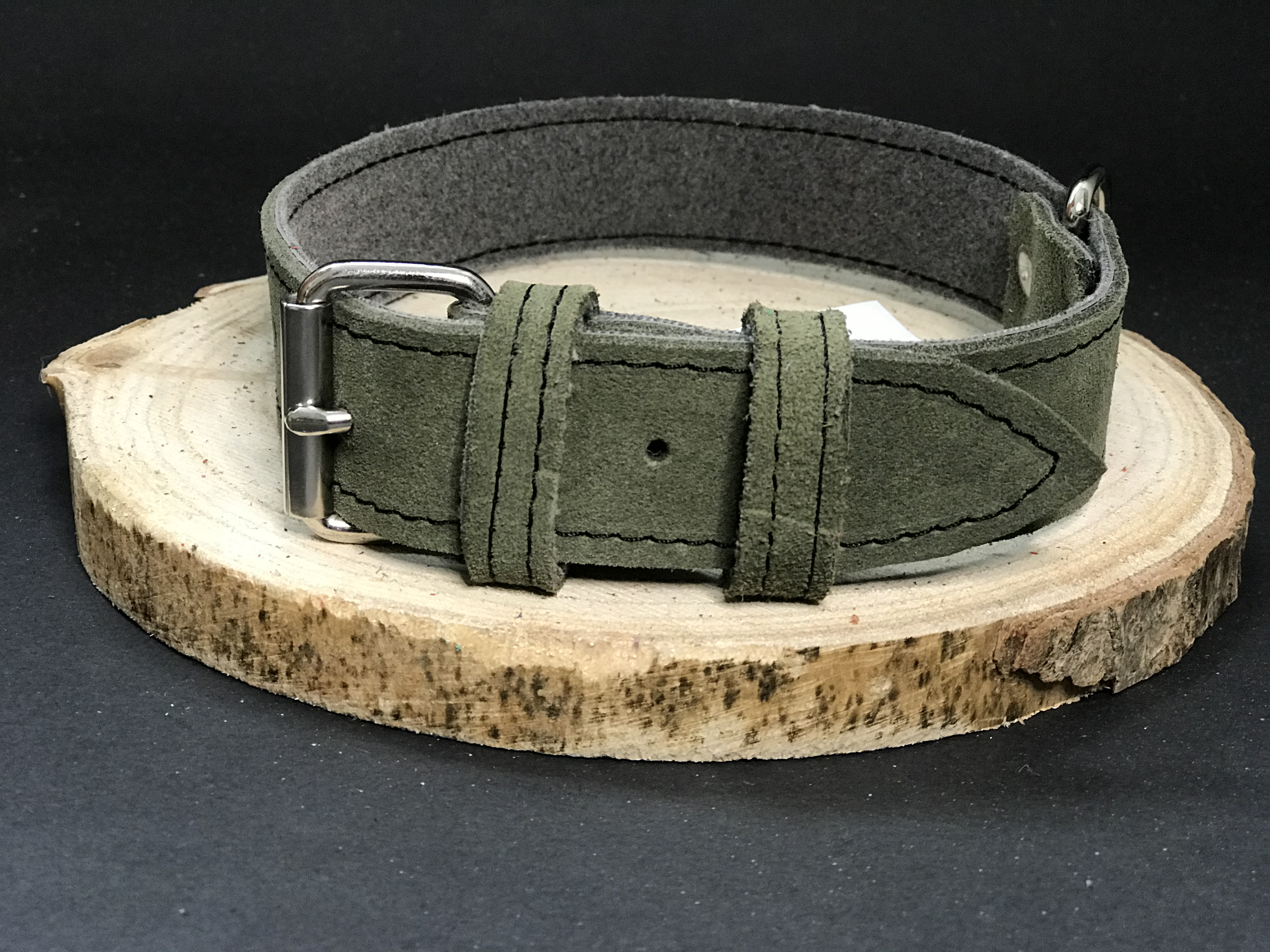 Palkar obojek z velurové kůže pro psy 50 cm x 30 mm vojenská