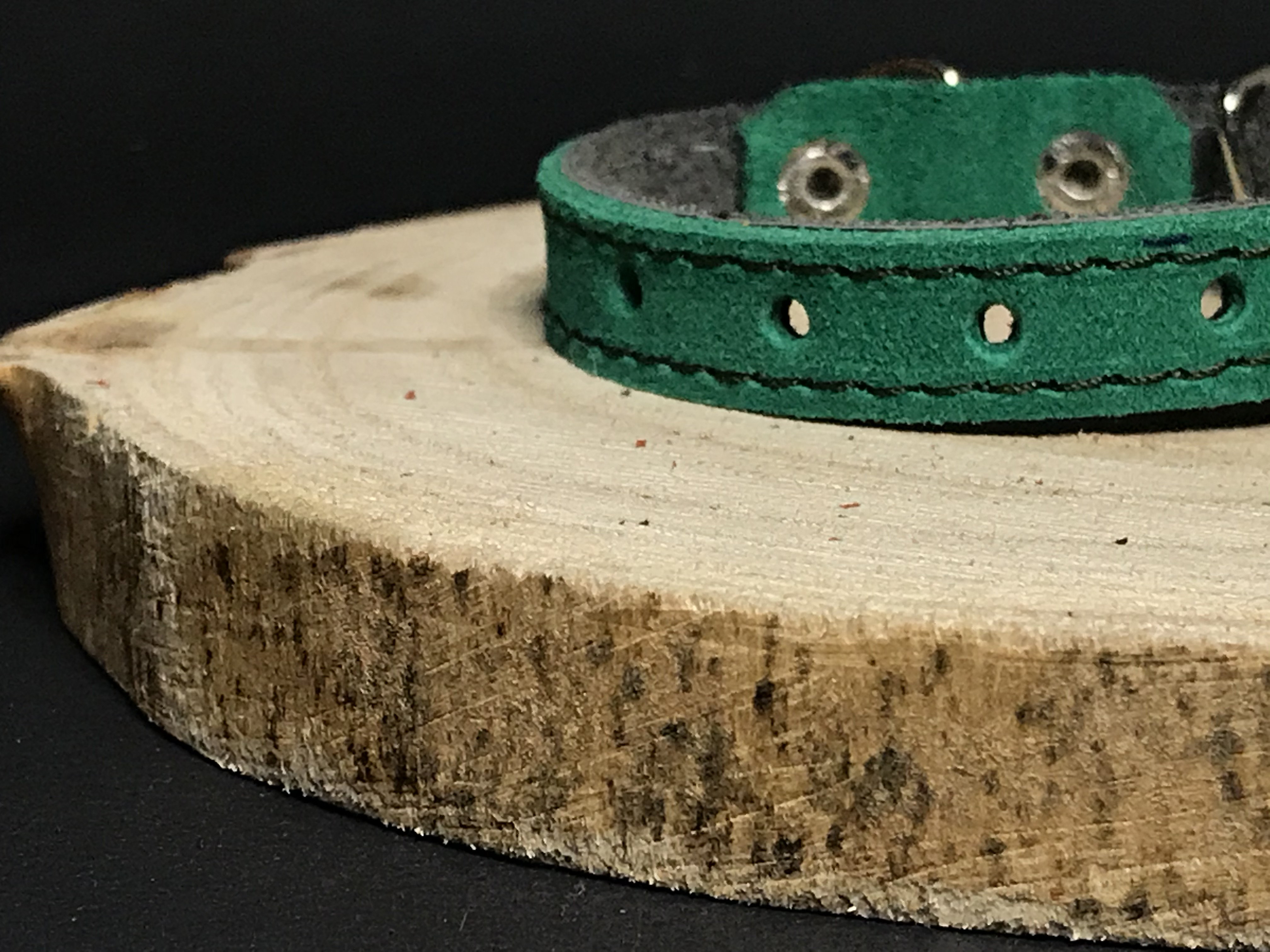 Palkar obojek z velurové kůže pro psy 20 cm x 12 mm zelená