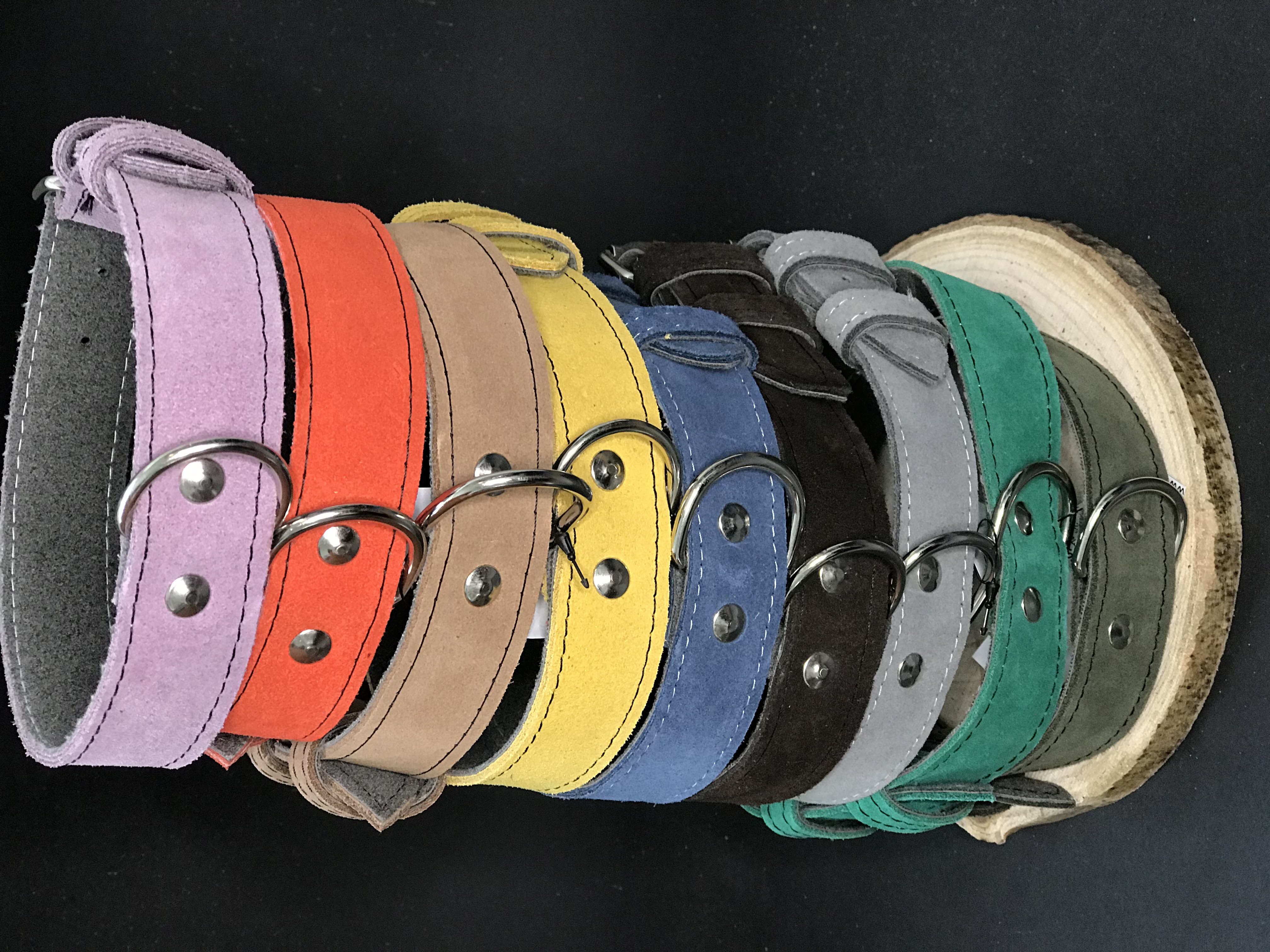 Palkar obojek z velurové kůže pro psy 50 cm x 30 mm vojenská