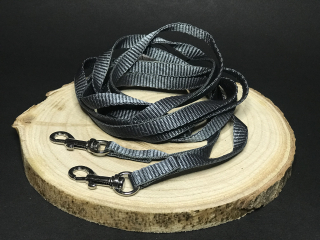 Palkar vodítko přepínací z popruhu pro psy 250 cm x 10 mm šedá