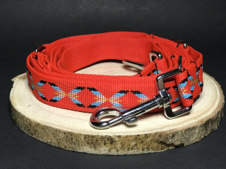 Palkar vodítko přepínací z popruhu pro psy 250 cm x 25 mm červená s indiánem