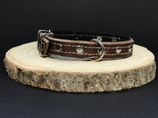 Palkar zdobený obojek z kůže hlazenice pro psy 35 cm x 14 mm hnědý