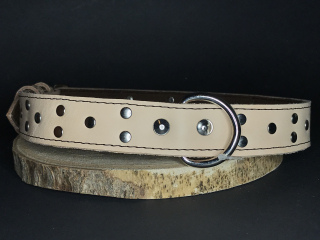 Palkar zdobený obojek z kůže hlazenice pro psy 70 cm x 30 mm přírodní