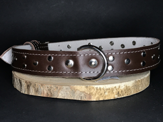 Palkar zdobený obojek z kůže hlazenice pro psy 70 cm x 30 mm hnědý