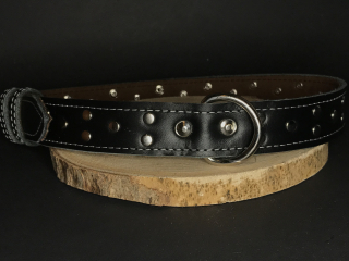 Palkar zdobený obojek z kůže hlazenice pro psy 70 cm x 30 mm černý