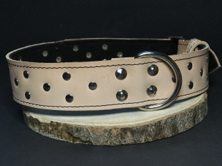 Palkar zdobený obojek z kůže hlazenice pro psy 70 cm x 40 mm přírodní