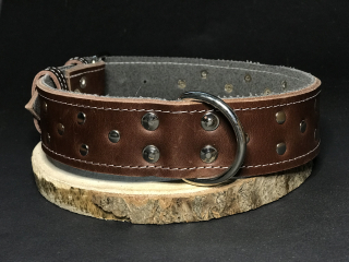 Palkar zdobený obojek z kůže hlazenice pro psy 70 cm x 40 mm hnědý