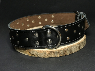 Palkar zdobený obojek z kůže hlazenice pro psy 70 cm x 40 mm černý