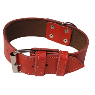 Palkar obojek z kůže hlazenice pro psy 80 cm x 40 mm červený