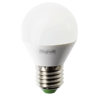 BEGHELLI LED žárovka kulatá E27 5W, 450lm, 6500K bílé světlo 