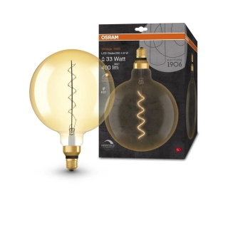 OSRAM zlatá Retro LED žárovka (velká) E27 4,8 W, 400lm, 2200K VINTAGE 1906 stmívatelná, teplá bílá
