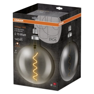 OSRAM Retro LED žárovka (velká) E27 4W, 140lm, 1800K VINTAGE 1906 kouřová, teplá bílá