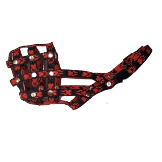 Palkar nylonový náhubek pro psy vel. 1 18 cm x 6 cm černo-červená