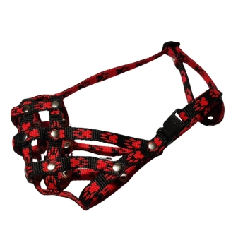 Palkar nylonový náhubek pro zkrácený čumák pro psy vel. 1 18 cm x 4 cm černo-červená