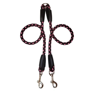 Palkar vodítko rozdvojka pro psy 50 cm x 14 mm černo-růžová