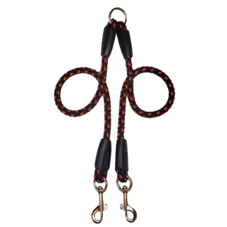 Palkar vodítko rozdvojka pro psy 40 cm x 8 mm černo-červená